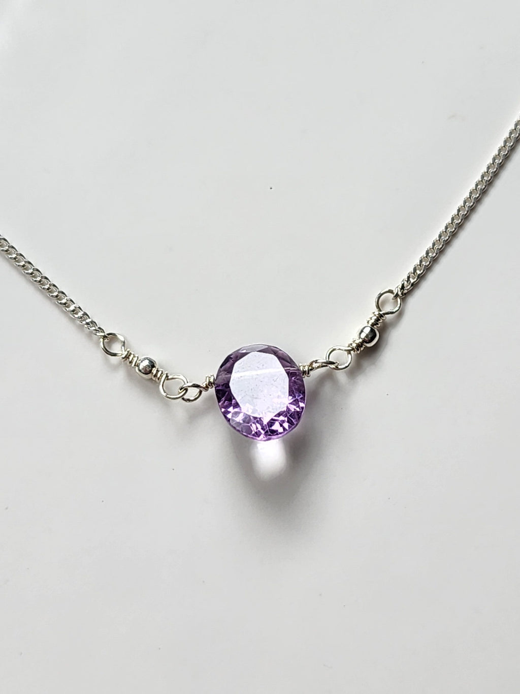 Sterling Silver Amethyst Stone Necklace