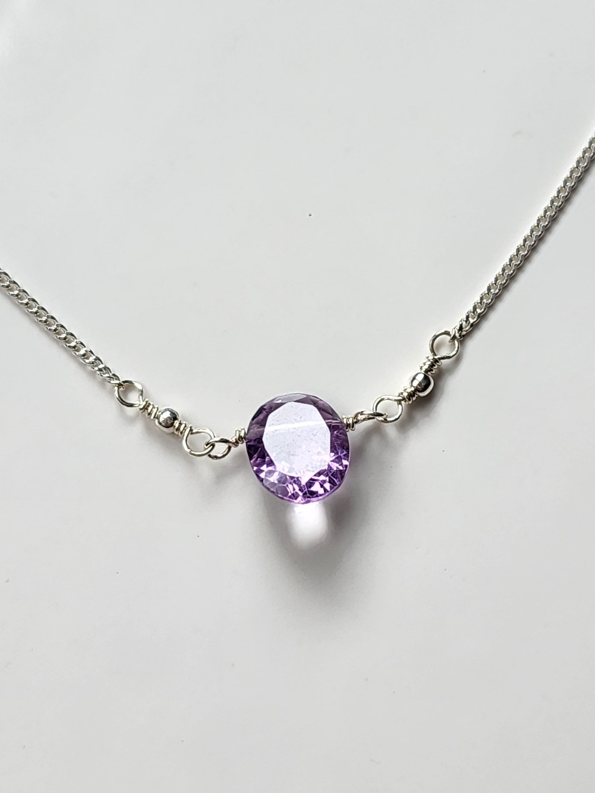 Sterling Silver Amethyst Stone Necklace