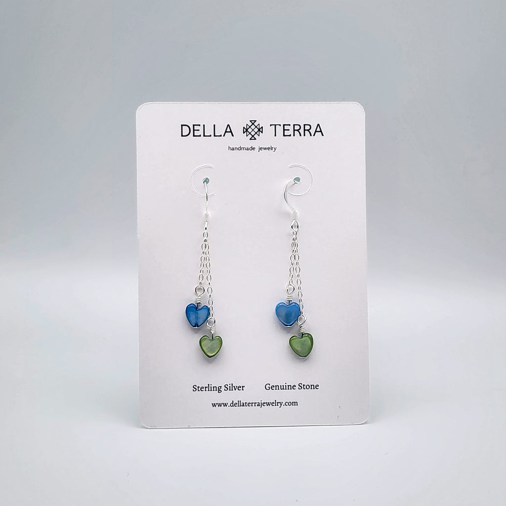 Heart Dangles - Blue and Green