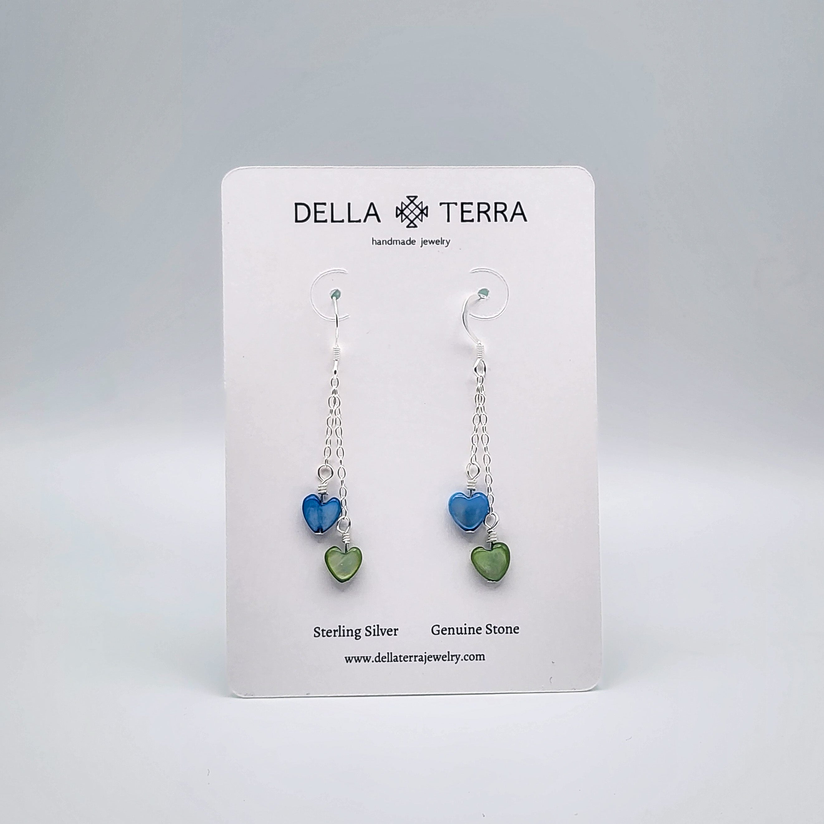 Heart Dangles - Blue and Green
