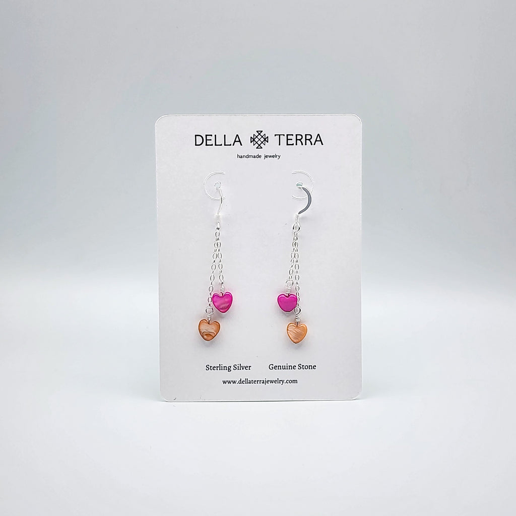 Heart Dangles - Pink and Orange