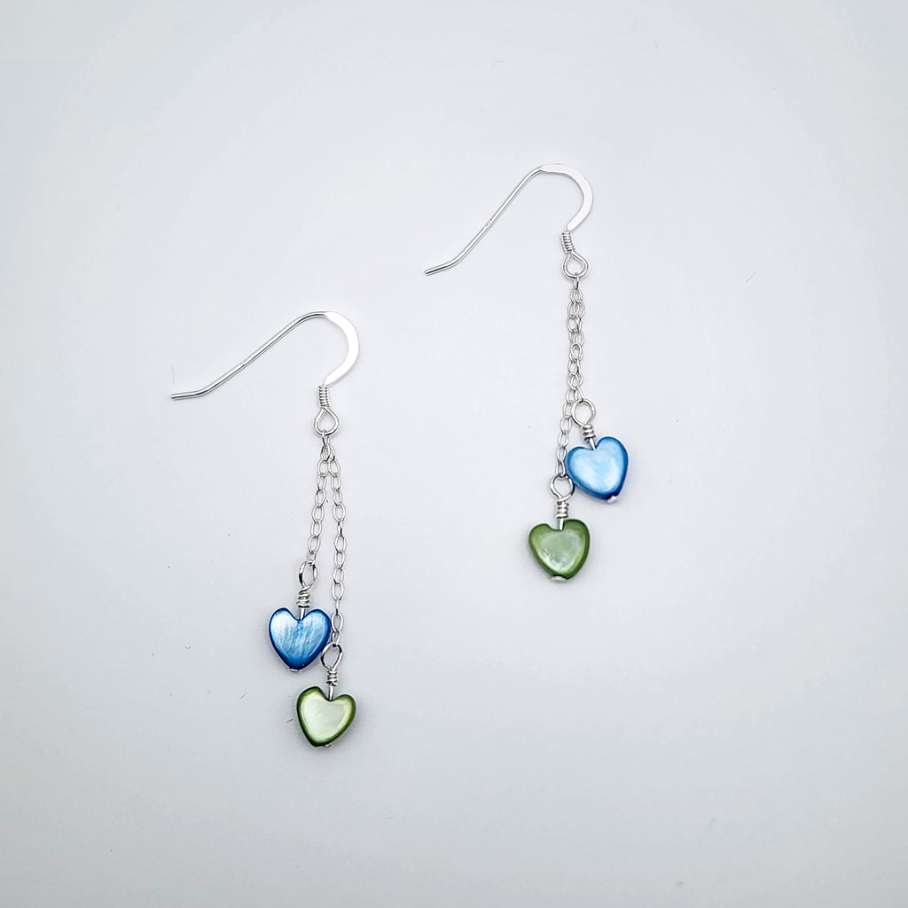 Heart Dangles - Blue and Green