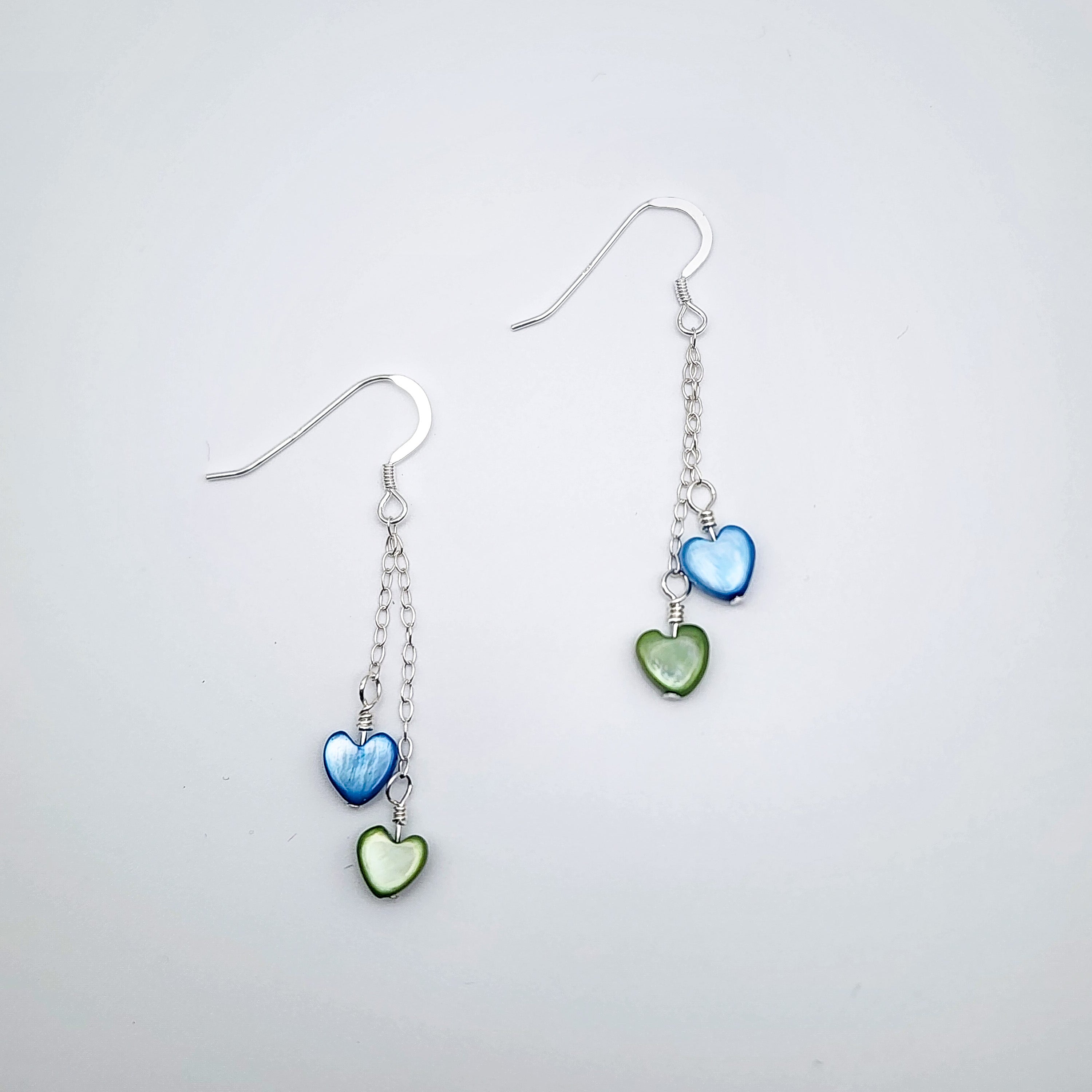 Heart Dangles - Blue and Green