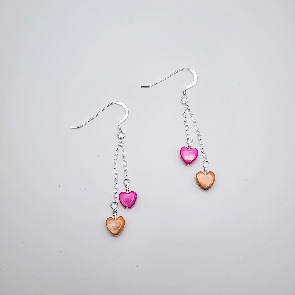 Heart Dangles - Pink and Orange