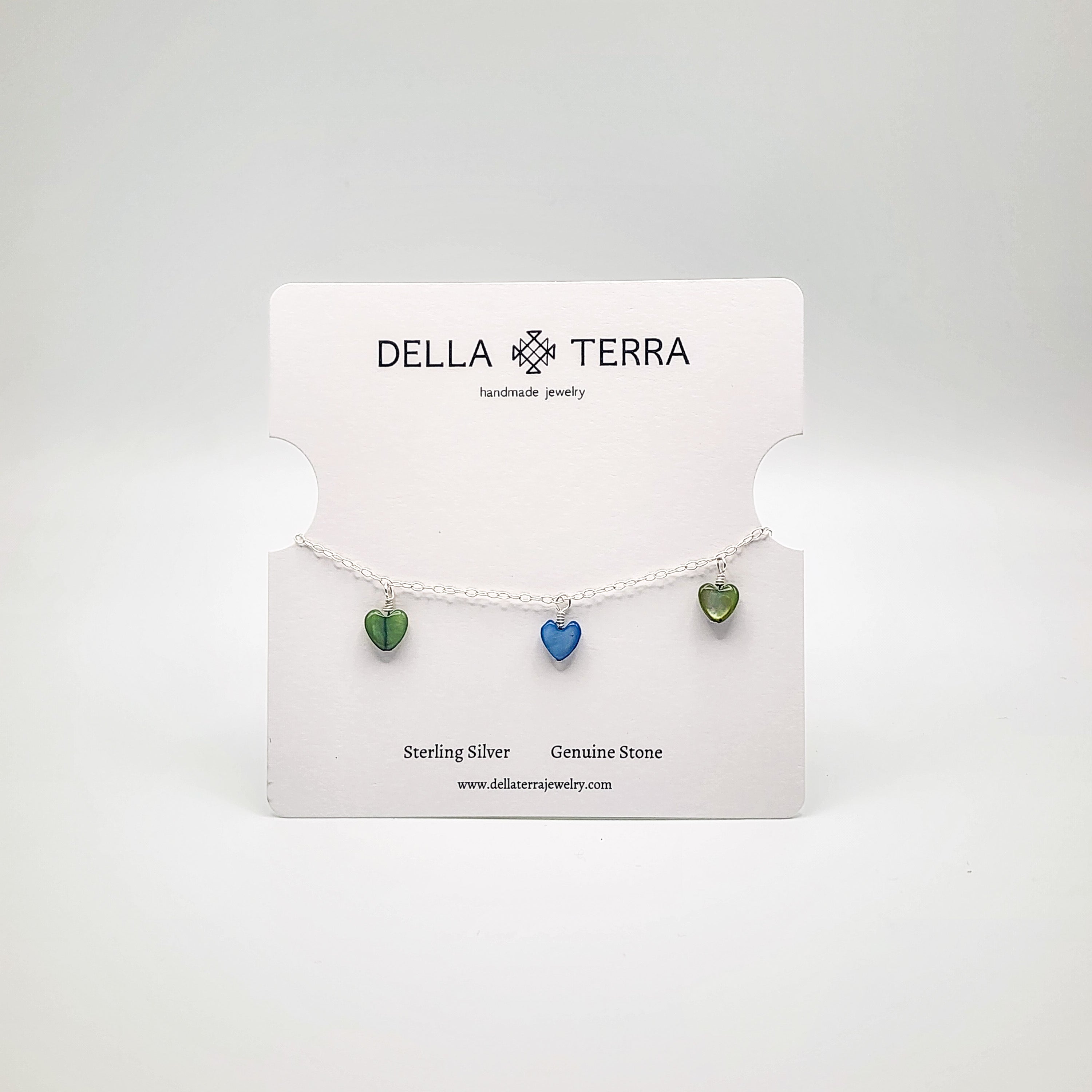 Heart Dangle Bracelet - Blue and Green