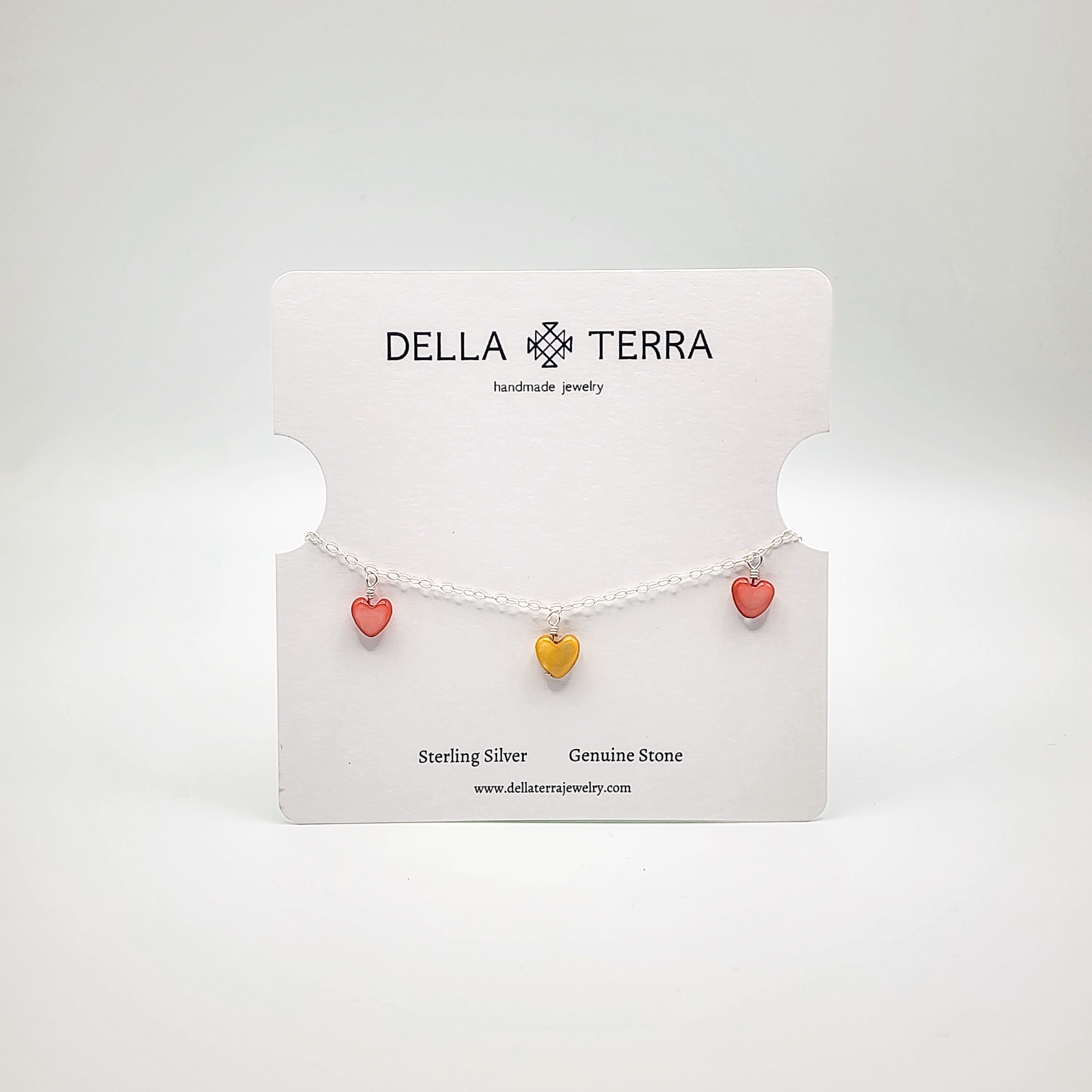 Heart Dangle Bracelet - Orange & Yellow