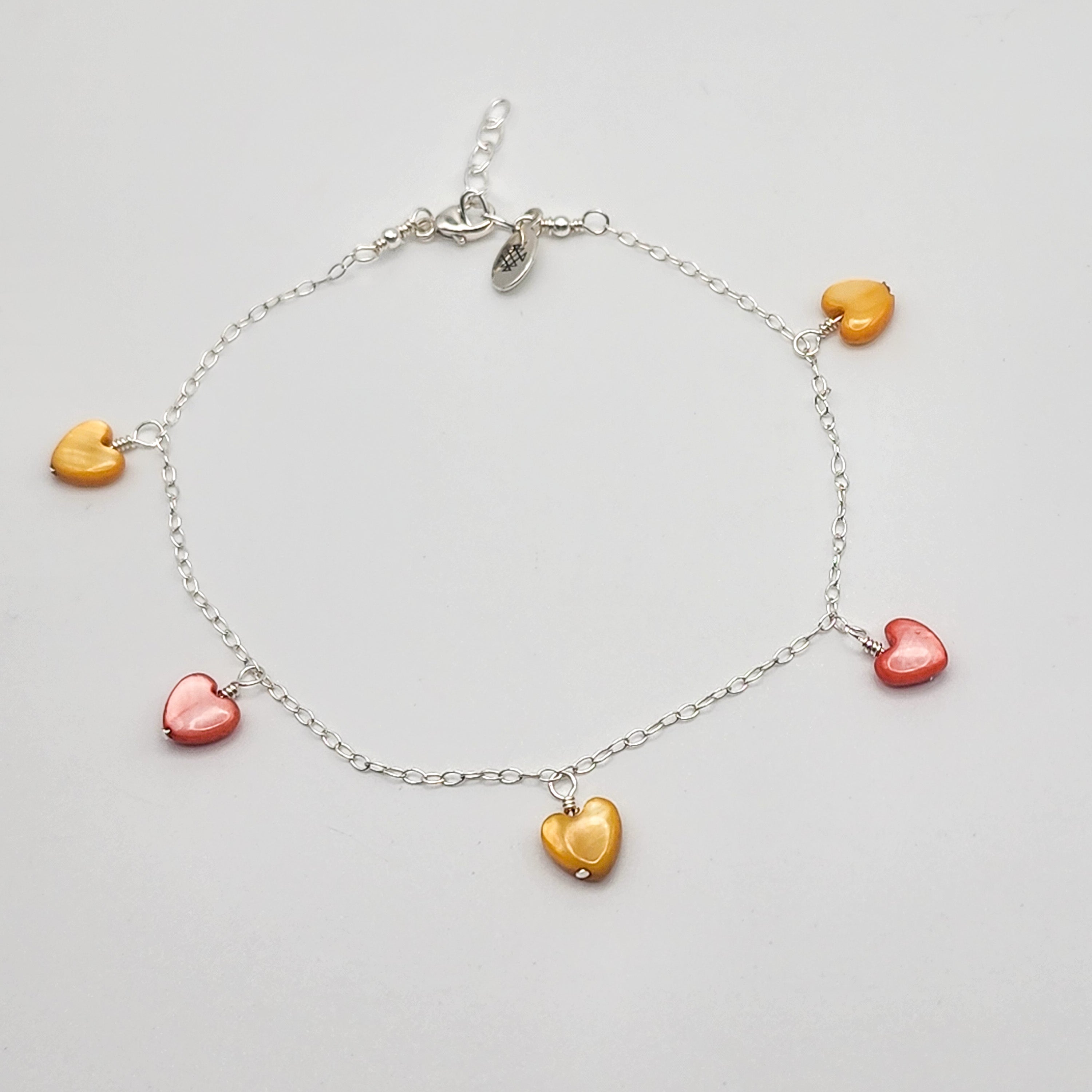 Heart Dangle Bracelet - Orange & Yellow