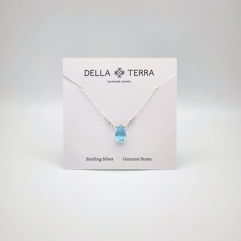 Sky Blue Topaz Single Stone Necklace