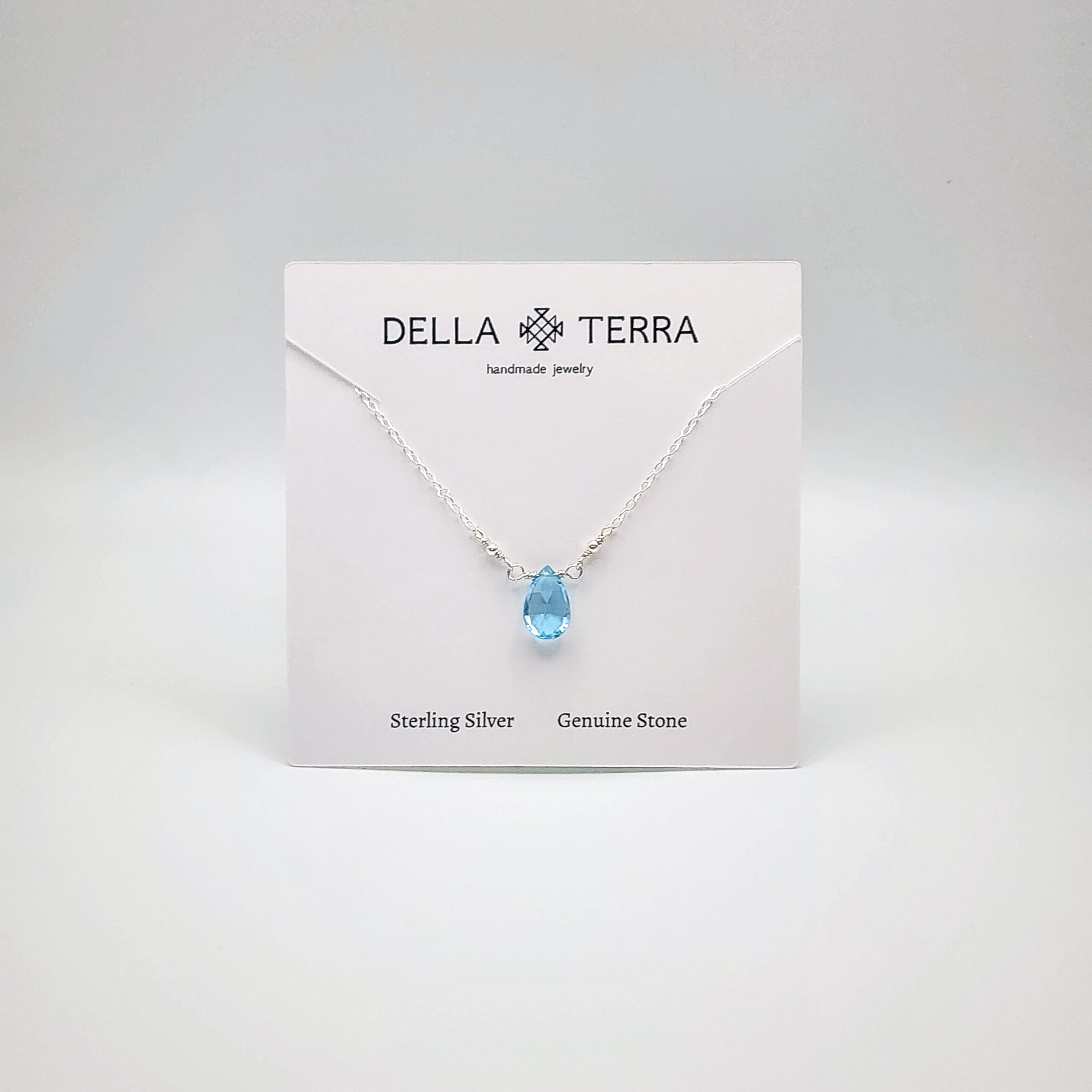Sky Blue Topaz Single Stone Necklace