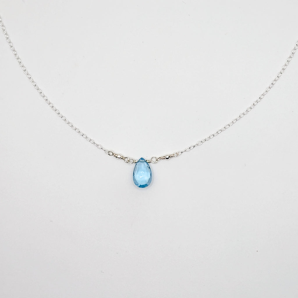 Sky Blue Topaz Single Stone Necklace