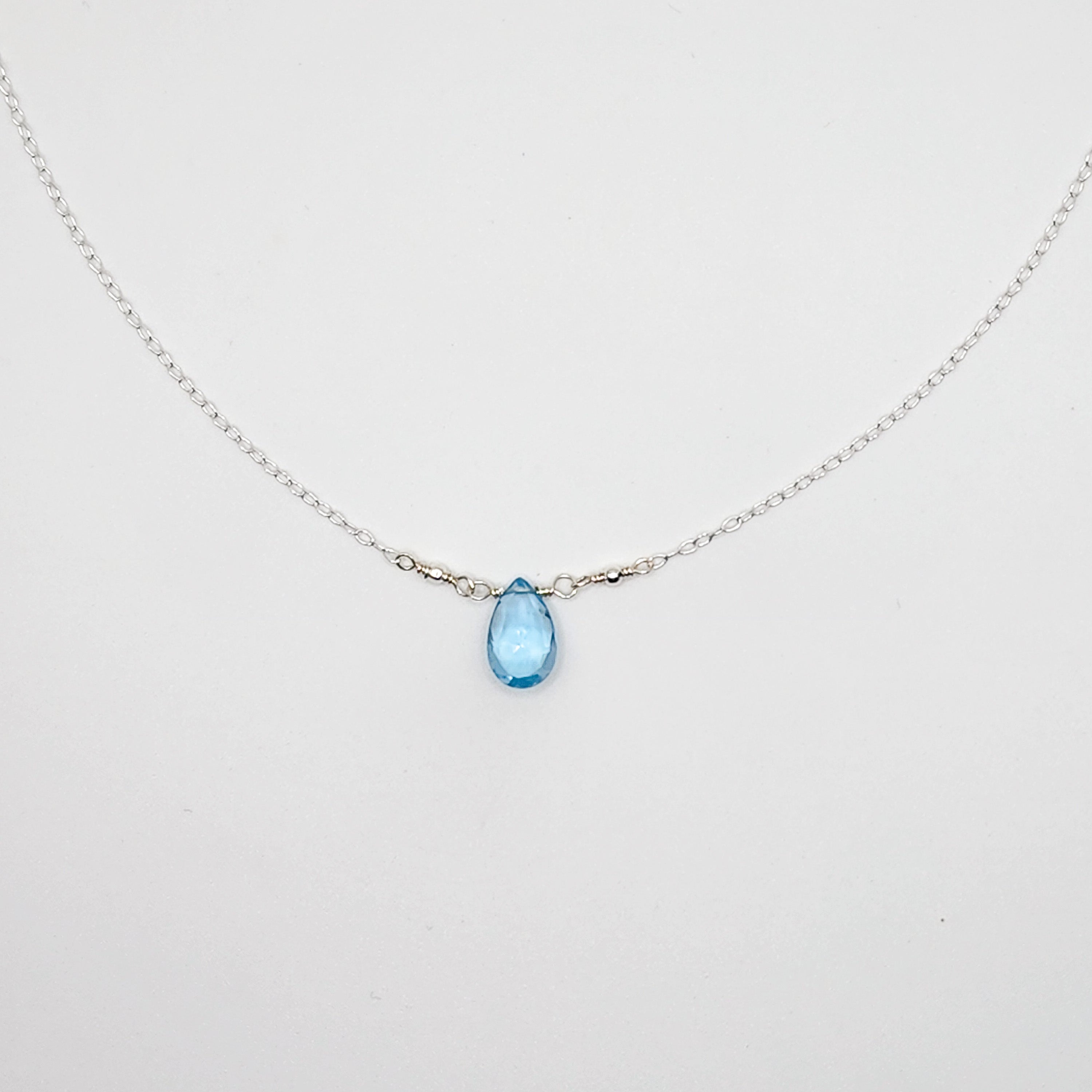 Sky Blue Topaz Single Stone Necklace