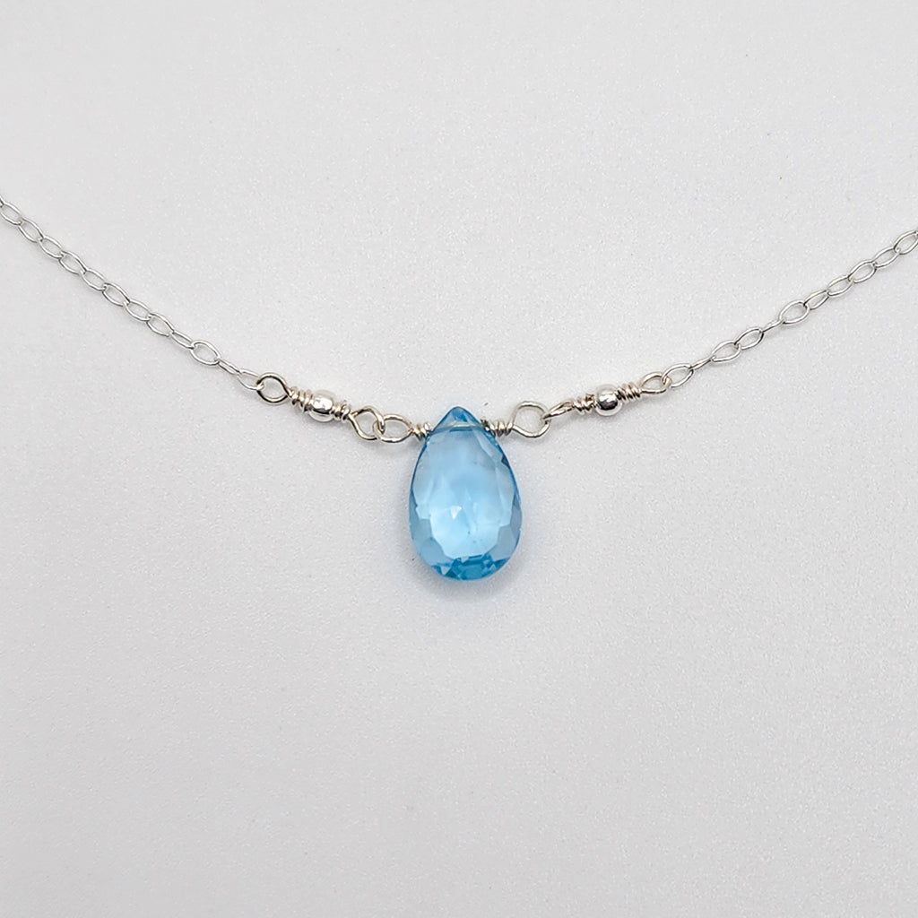 Sky Blue Topaz Single Stone Necklace