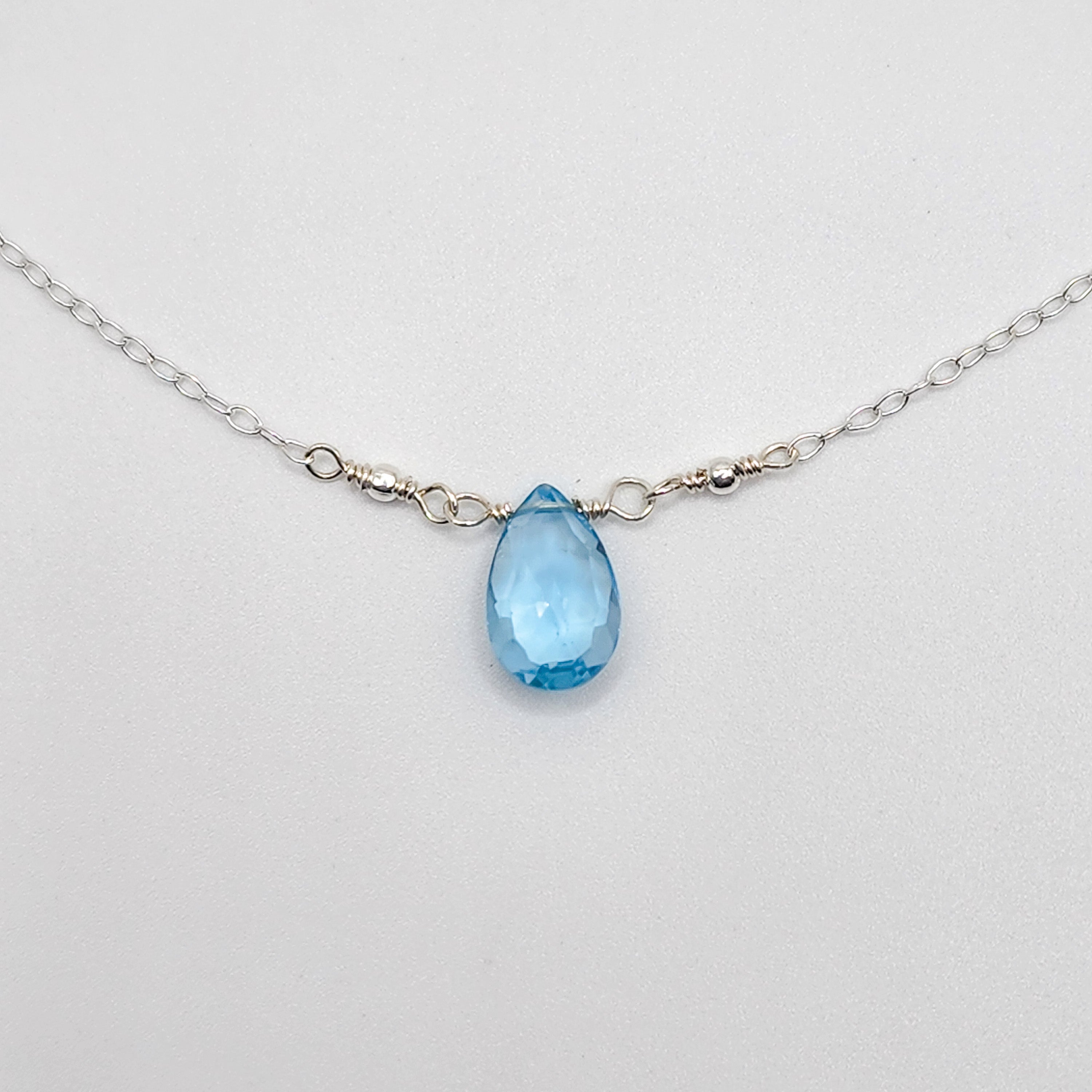 Sky Blue Topaz Single Stone Necklace