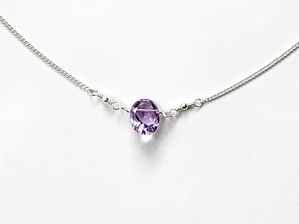 Sterling Silver Amethyst Stone Necklace