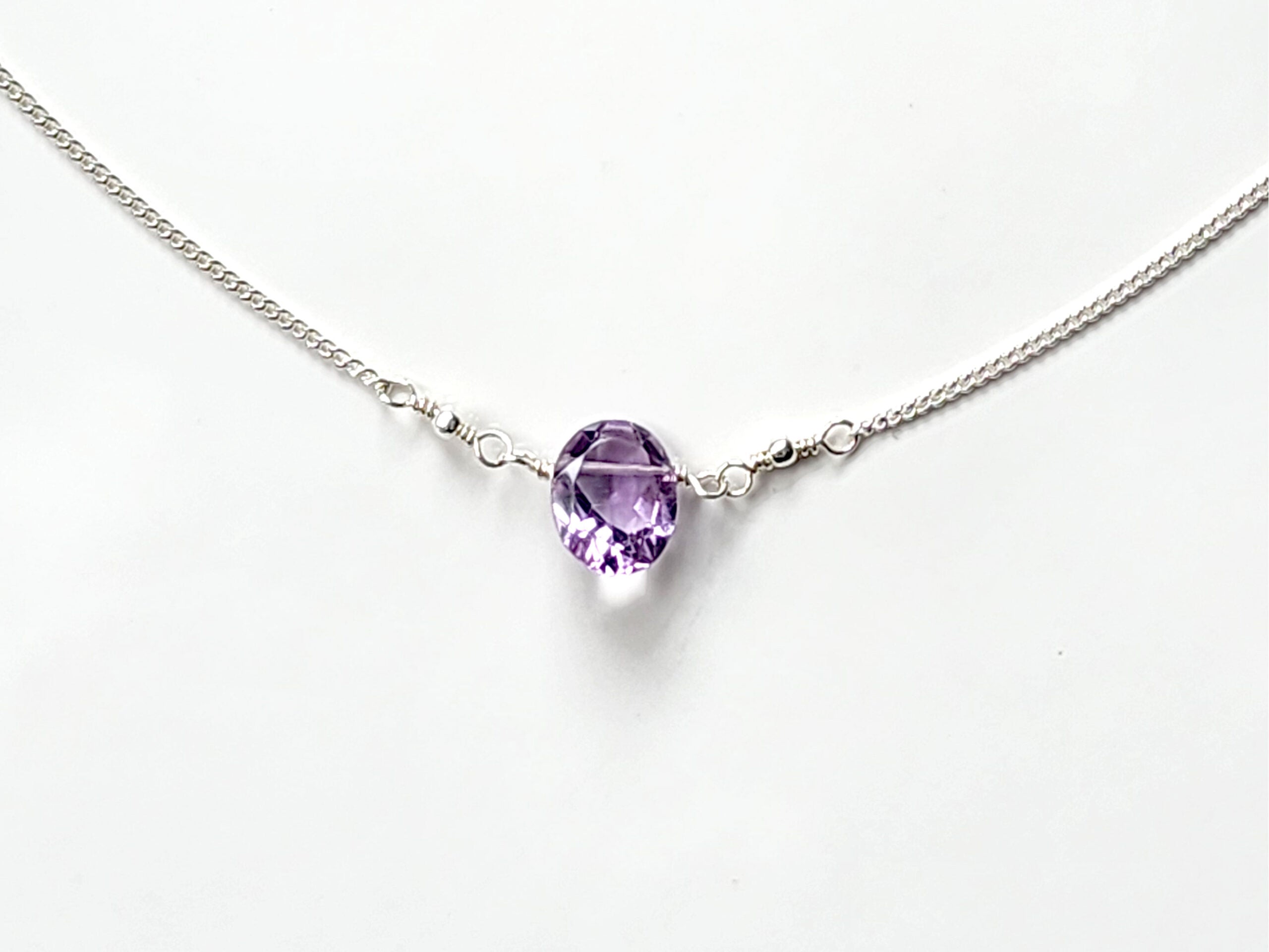 Sterling Silver Amethyst Stone Necklace