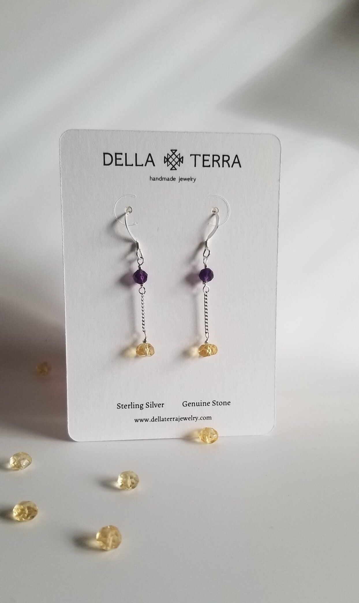 Amethyst and Citrine Dangle Earrings