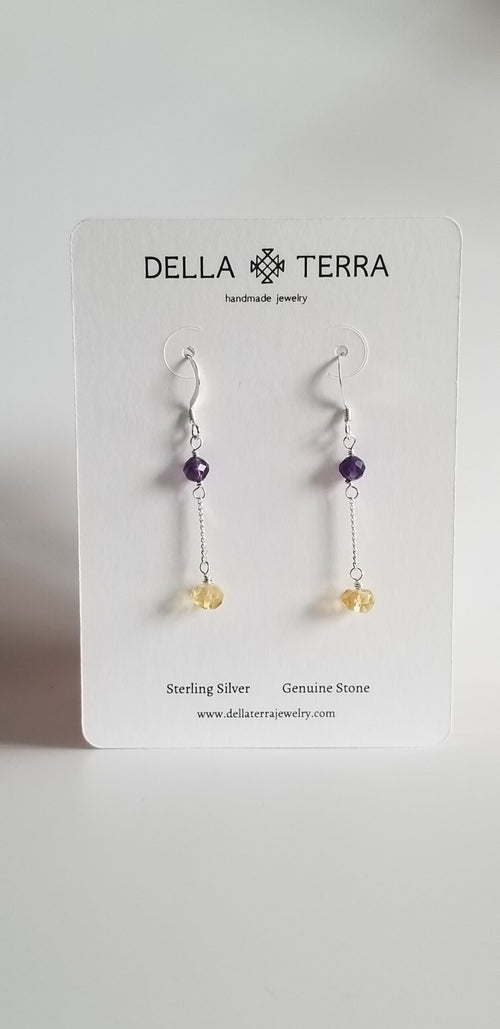 Amethyst and Citrine Dangle Earrings