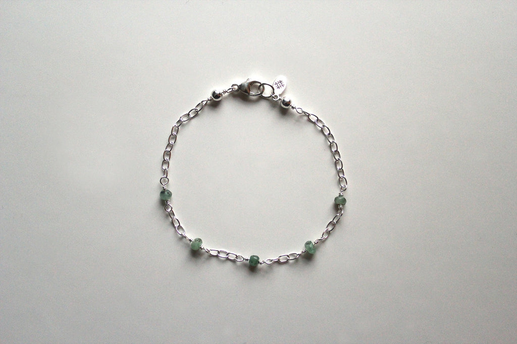 emerald stone and sterling silver bracelet